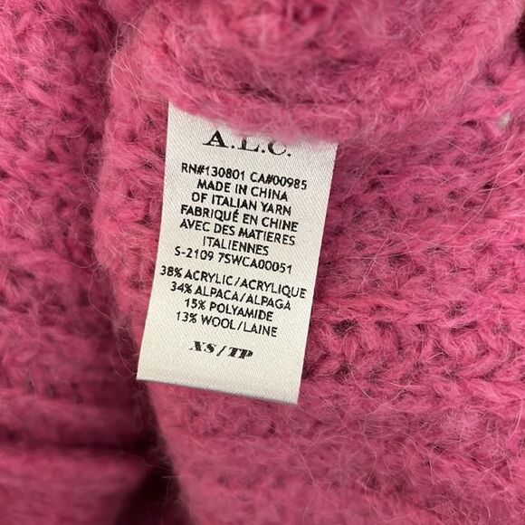 NWT A.L.C. Cleveland Cable Knit Button Front Relaxed Cardigan in Bubblegum XS - Picture 11 of 12